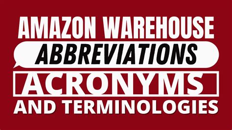 amazon warehouse acronyms.